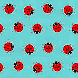 Ladybugs - old-fashioned vector pattern