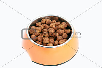 dry food for dog over white