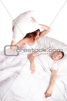 Snoring asleep in bed frustration