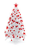 White Christmas tree with red decoration
