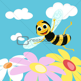 Flying bee. Vector illustration