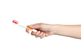 Woman hand holding a toothbrush