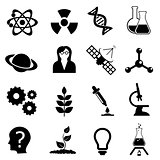 Science, biology, physics and chemistry icon set