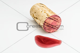 Cork with red wine