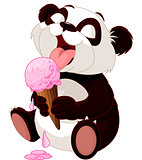 Panda eating ice cream