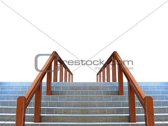 Staircase with wooden railing