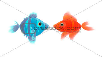 red and blue fish
