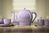 teapot and teacups