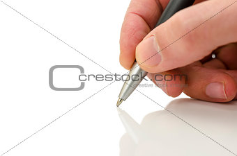 Detail of businessman hand holding a pen