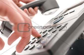Dialing a phone number closeup