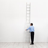 The corporate ladder - businessman at the start of carrier 