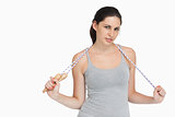Sportswoman with a skipping rope
