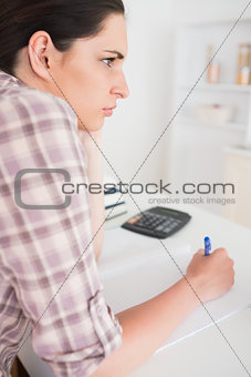 Concentrated woman thinking
