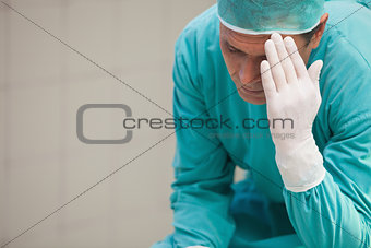 Concerned surgeon in a hospital