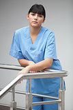 Nurse standing at the stairs