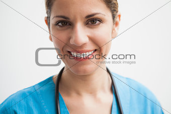 Nurse is smiling
