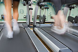 Running on a treadmill in the gym