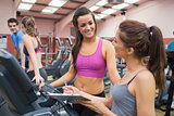 Women smiling in gym