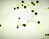 Black, white and green molecule cells
