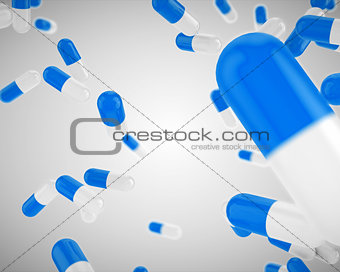 Floating blue pills