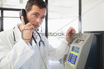 Doctor calling in the hospital