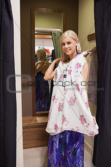 Woman standing in the changing room