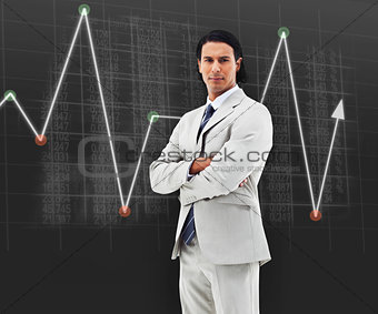 Man standing in front of a statistic