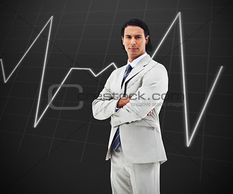 Man standing in front of a statistic graph