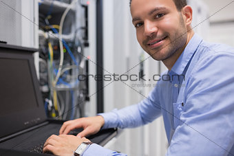 Man searching through servers