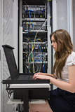 Woman checking the servers