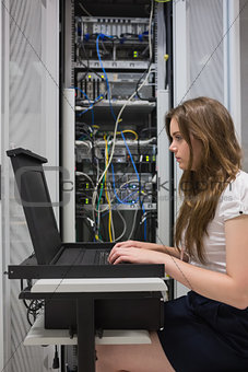 Woman checking the servers