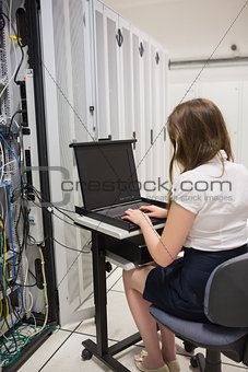Woman working at servers