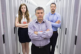 Three people in data center
