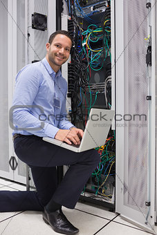 Man doing maintenance at the data store