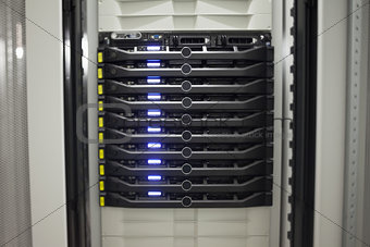 Close-up of a row of servers
