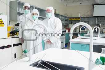 Three laboratory technicians