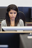 Woman working in computer room
