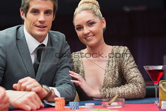 Couple playing poker