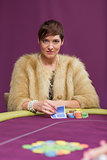 Angry woman at poker table