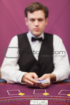 Dealer about to deal in poker game