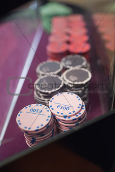 Chips on the table in a casino