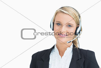 Woman wearing headsets