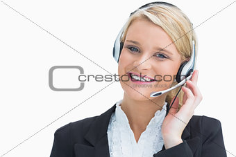 Businesswoman in call centre