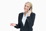 Smiling woman on phone