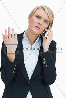 Annoyed woman on phone