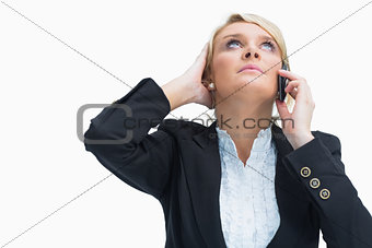 Frustrated woman on phone
