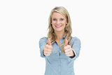 Woman doing thumbs up