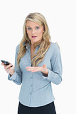 Woman wondering about smartphone