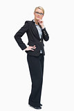 Businesswoman considering while standing