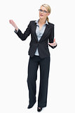 Businesswoman standing and talking